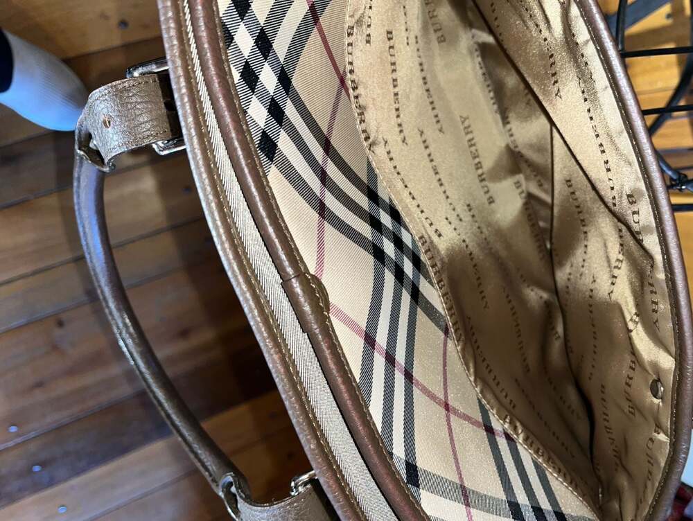 Burberry Blue Label Nova Check Canvas and Leather Shoulder Bag Tote - Picture 9 of 12